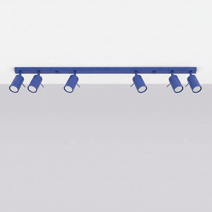 Plafonnier Barre 6 Spots Orientables Bleu Outremer, vue en situation