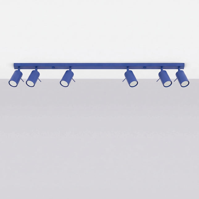 Plafonnier Barre 6 Spots Orientables Bleu Outremer, vue en situation
