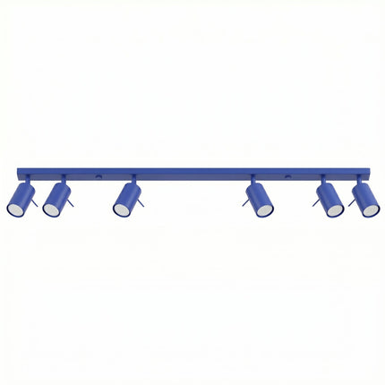 Plafonnier Barre 6 Spots Orientables Bleu Outremer, packshot sur fond blanc