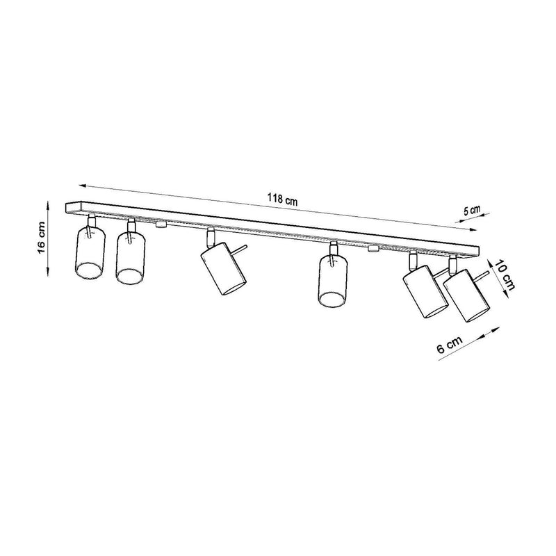 Dimensions Plafonnier Barre 6 Spots Orientables Bordeaux