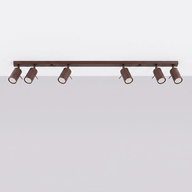 Plafonnier Barre 6 Spots Orientables Brun Chocolat, vue en situation