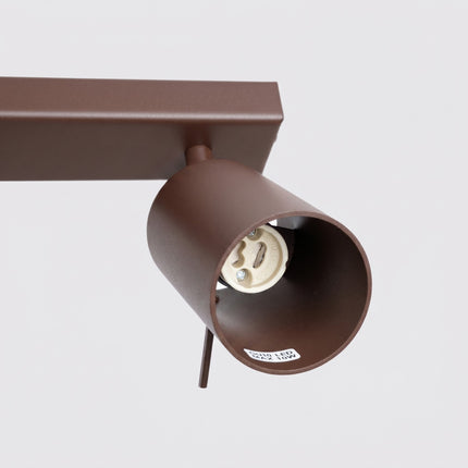 Plafonnier Barre 6 Spots Orientables Brun Chocolat, packshot de trois quarts