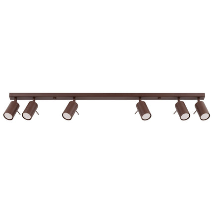 Plafonnier Barre 6 Spots Orientables Brun Chocolat, packshot sur fond blanc