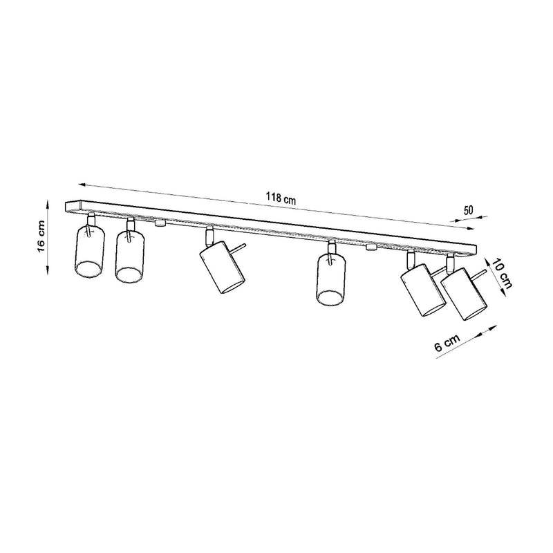 Dimensions Deckenleuchte Balken 6 Spots Verstellbar Schokobraun