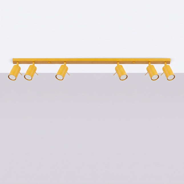 Plafonnier Barre 6 Spots Orientables Jaune Ambré, vue en situation