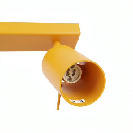 Plafonnier Barre 6 Spots Orientables Jaune Ambré, packshot de trois quarts