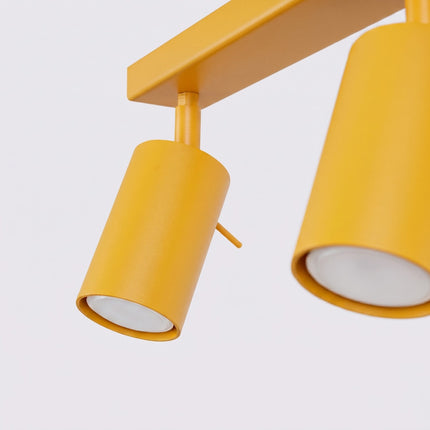 Plafonnier Barre 6 Spots Orientables Jaune Ambré, détail de la finition