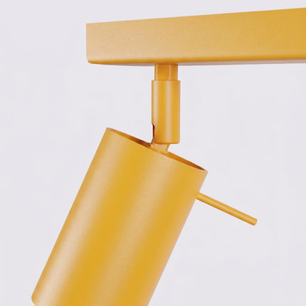 Plafonnier Barre 6 Spots Orientables Jaune Ambré, détail de la fixation