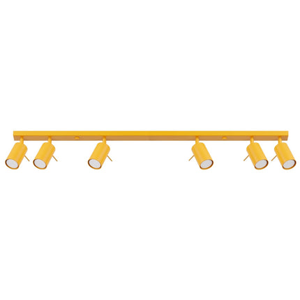 Plafonnier Barre 6 Spots Orientables Jaune Ambré, packshot sur fond blanc