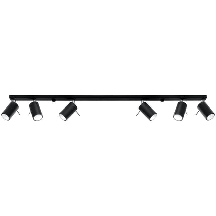 Plafonnier barre 6 spots orientables noir présenté seul sur fond neutre