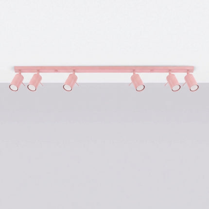 Plafonnier Barre 6 Spots Orientables Rose Poudré, vue en situation