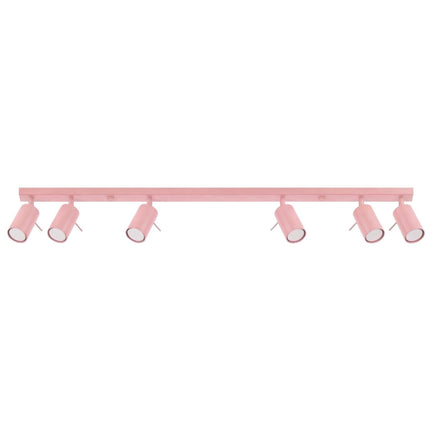 Plafonnier Barre 6 Spots Orientables Rose Poudré, packshot sur fond blanc