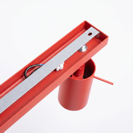 Plafonnier Barre 6 Spots Orientables Rouge Vif, vue de détail