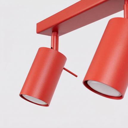 Plafonnier Barre 6 Spots Orientables Rouge Vif, détail de la finition