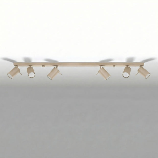 Plafonnier Barre 6 Spots Orientables Taupe, vue en situation