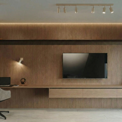 Plafonnier Barre 6 Spots Orientables Taupe, mise en situation 2