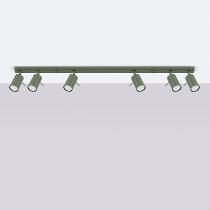 Plafonnier Barre 6 Spots Orientables Vert Olive, vue en situation