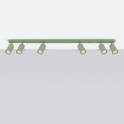 Plafonnier Barre 6 Spots Orientables Vert Sauge, vue en situation