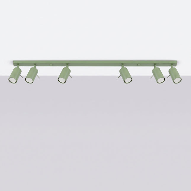 Plafonnier Barre 6 Spots Orientables Vert Sauge, vue en situation