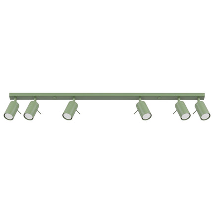Plafonnier Barre 6 Spots Orientables Vert Sauge, packshot sur fond blanc