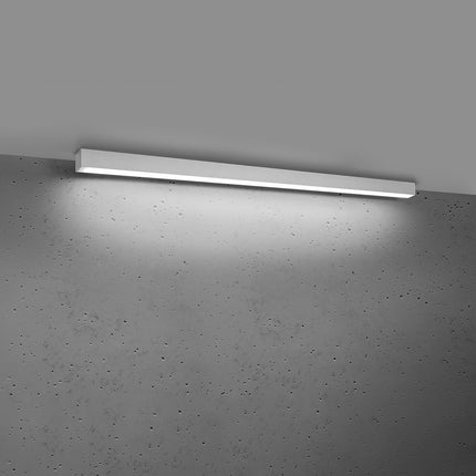 Plafonnier barre moderne LED blanc 118 cm allumé, diffuseur opale lumineux homogène