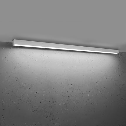 Plafonnier barre moderne LED blanc 150 cm allumé, diffuseur opale lumineux homogène