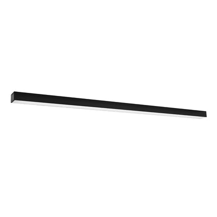 Plafonnier barre moderne LED noir 150 cm, profil linéaire en aluminium, sur fond blanc