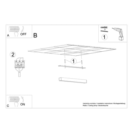 Instructions de montage du plafonnier barre moderne LED 67 cm