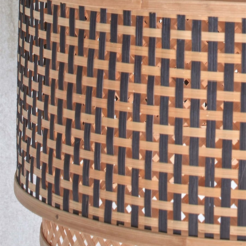 Dimensions Bhutan Round Braided Black and Natural Bamboo Ceiling Light 40 cm