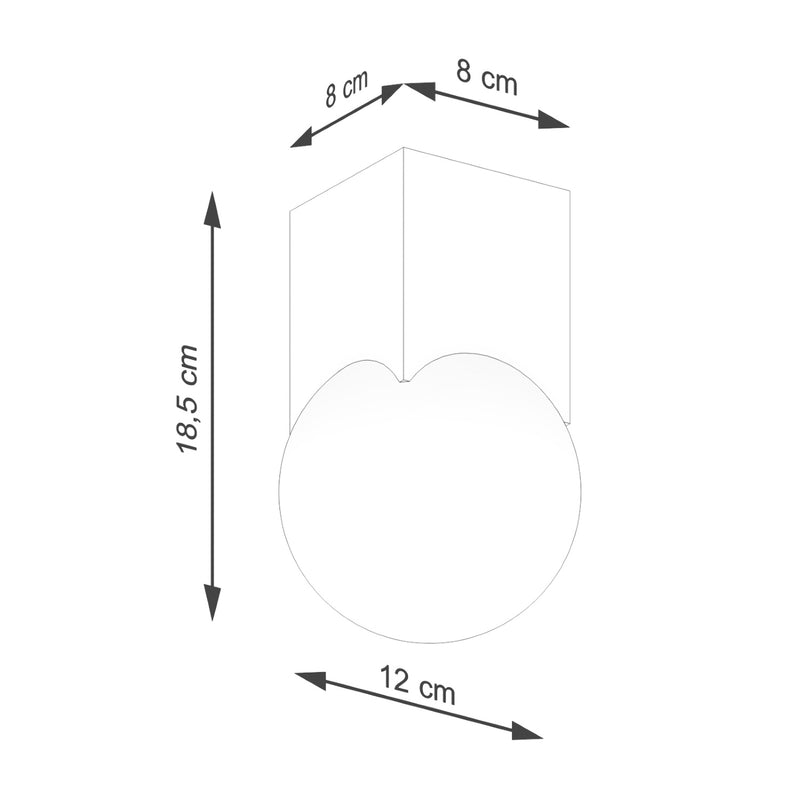 Dimensions Plafonnier Bloc de Bois Carré et Globe Opale