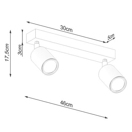 Instructions de montage illustrées du plafonnier bois et métal noir 2 spots
