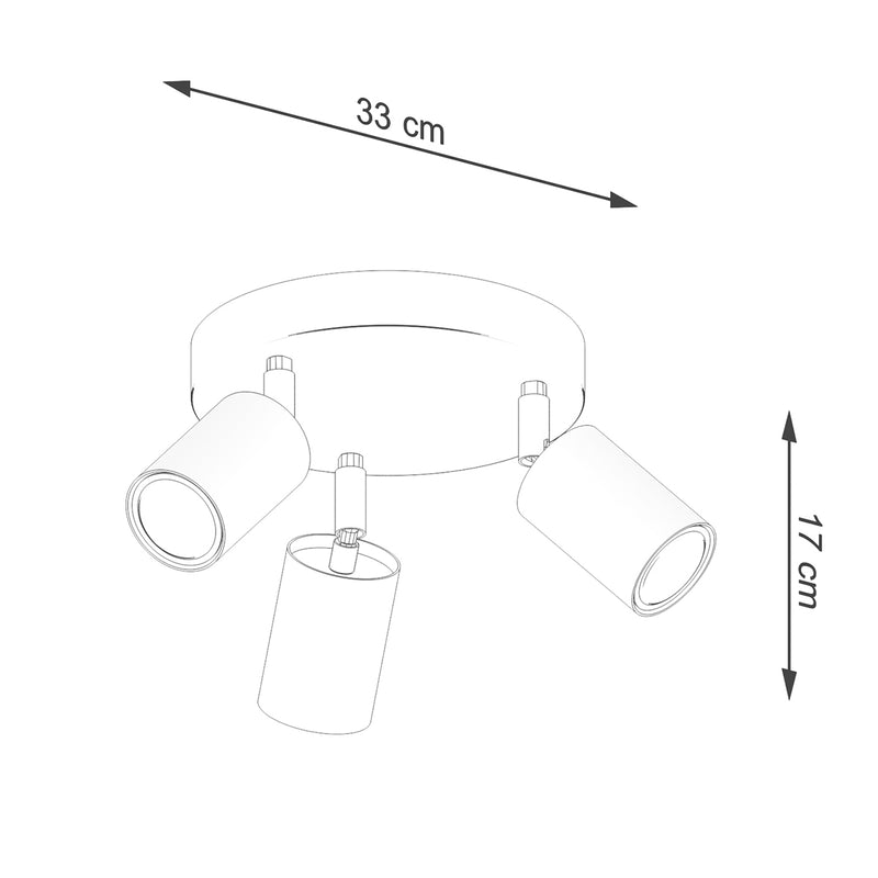 Dimensions Lámpara de techo de diseño de 3 piezas en madera y metal negro