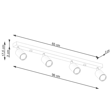 Instructions de montage illustrées du plafonnier bois et métal blanc 4 spots