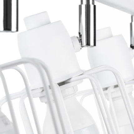 Détail de la douille E14 et du joint chromé du plafonnier cage orientable blanc