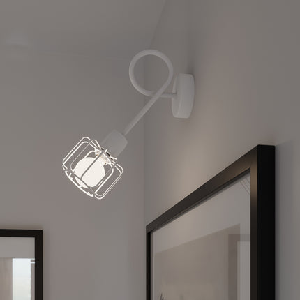 Schéma des dimensions du plafonnier cage orientable 3 spots en acier blanc