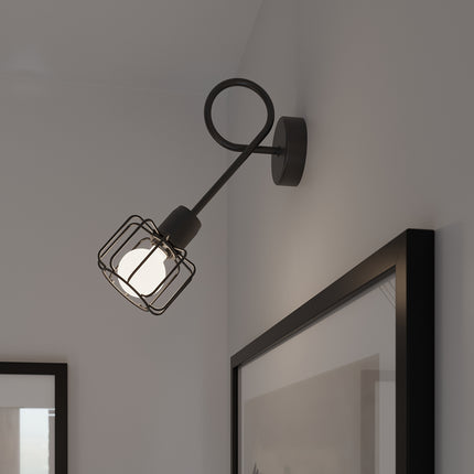 Schéma des dimensions du plafonnier cage orientable 3 spots en acier noir