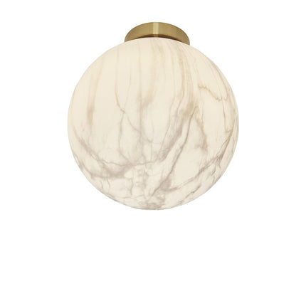 Plafonnier Carrara globe en verre effet marbre blanc et doré, packshot fond blanc