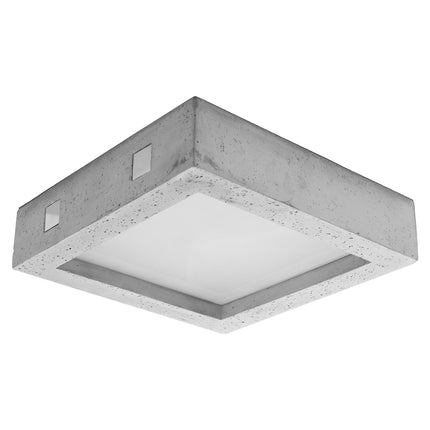 Plafonnier Carré Brut en béton, vue en angle, éteint