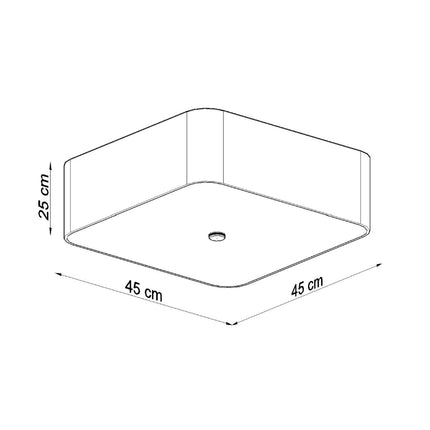 plafonnier carré en tissu blanc 45 cm, schéma de cotes
