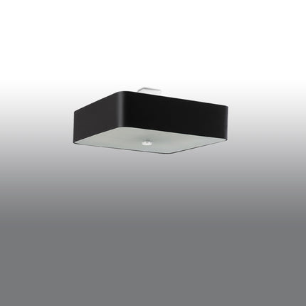 plafonnier carré en tissu noir 55 cm, vue en situation