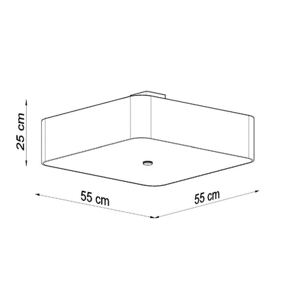 plafonnier carré en tissu noir 55 cm, schéma de cotes