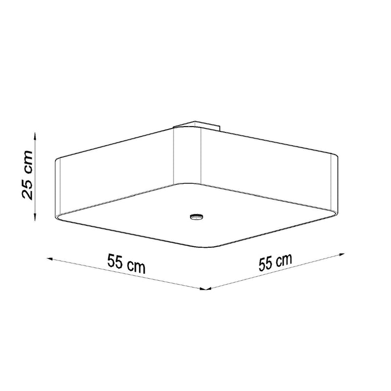 Dimensions Plafonnier Carré en Tissu Noir 55 cm