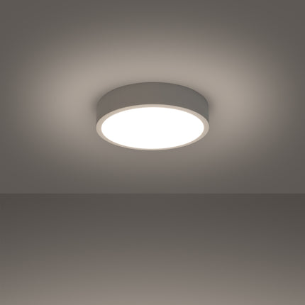Vue de profil du plafonnier Cercle Moderne 30 cm blanc, épaisseur fine 6 cm