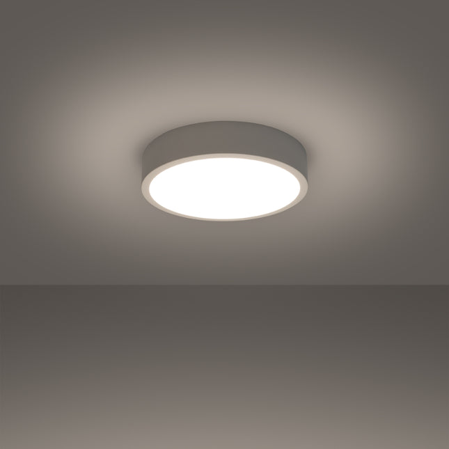 Vue de profil du plafonnier Cercle Moderne 30 cm blanc, épaisseur fine 6 cm