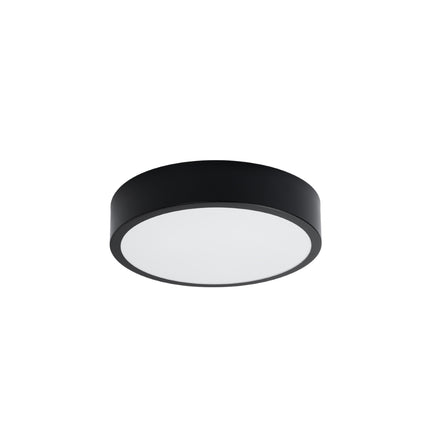 Photo de face du plafonnier Cercle Moderne 30 cm noir, disque LED rond en aluminium