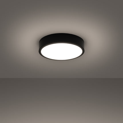 Vue de profil du plafonnier Cercle Moderne 30 cm noir, épaisseur fine 6 cm