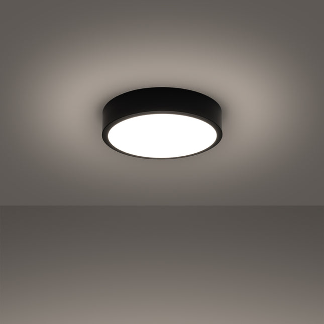 Vue de profil du plafonnier Cercle Moderne 30 cm noir, épaisseur fine 6 cm