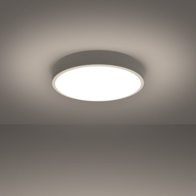 Vue de profil du plafonnier Cercle Moderne 40 cm blanc, épaisseur fine 6 cm