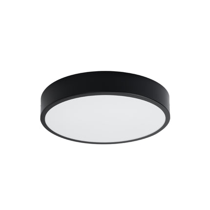 Photo de face du plafonnier Cercle Moderne 40 cm noir, disque LED rond en aluminium
