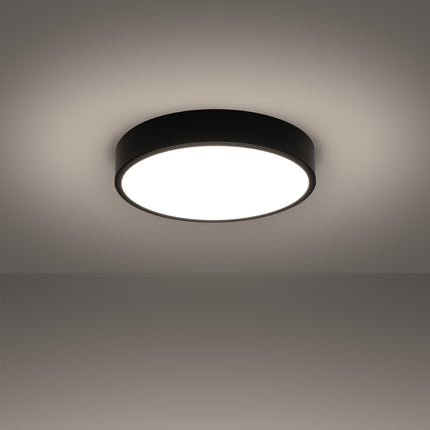 Vue de profil du plafonnier Cercle Moderne 40 cm noir, épaisseur fine 6 cm